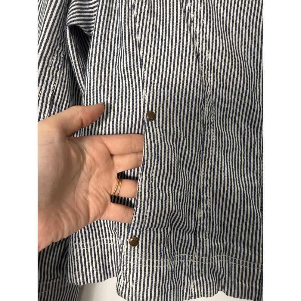 Live a Little Jacket Womens Large Blue Hickory Stripe Excellent Western Denim - Picture 5 of 7